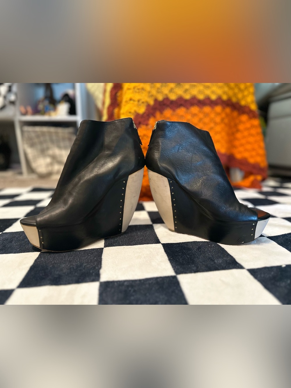 Vic Matiē Vero Cuoio Made in Italy Leather Platform Wedge Bootie